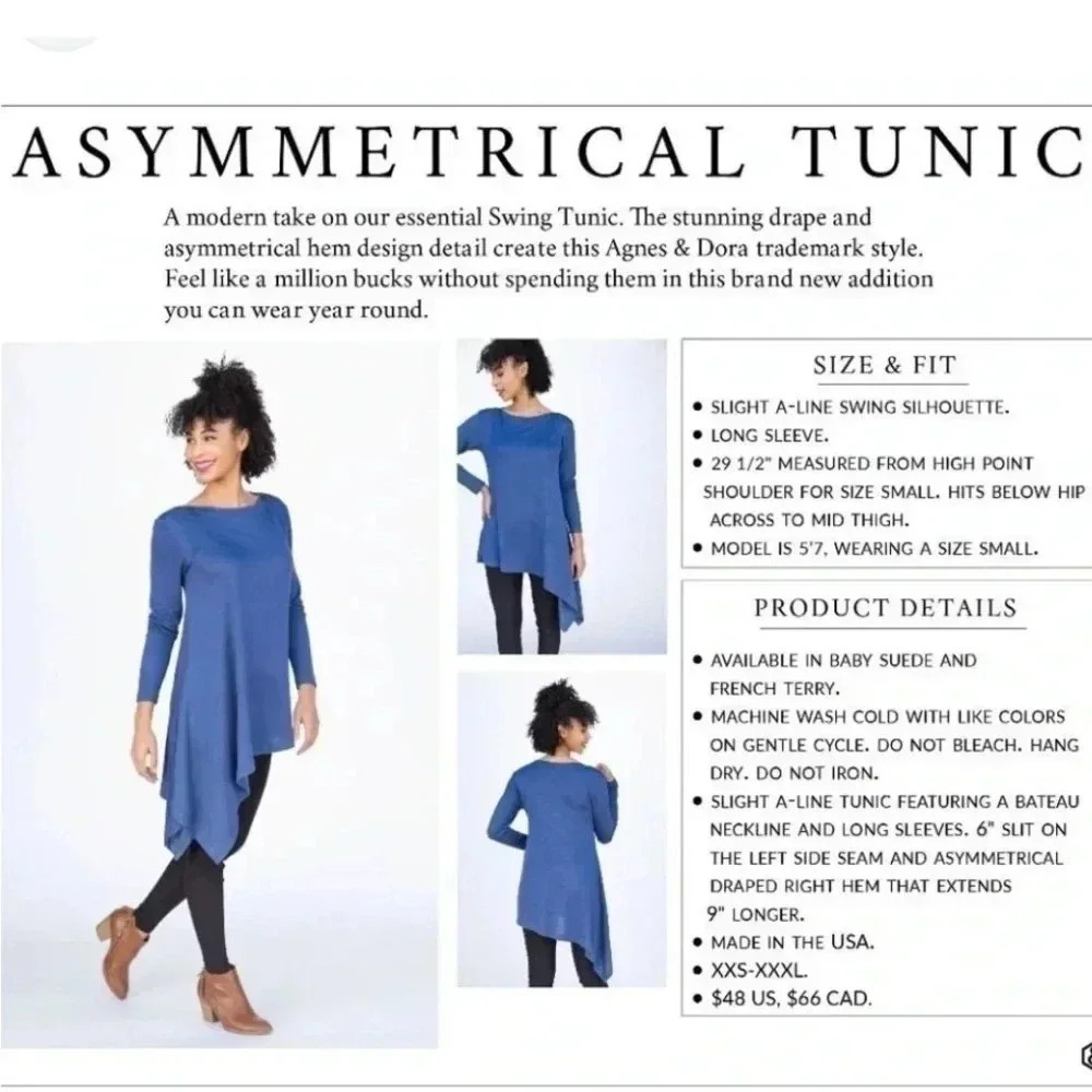 Agnes & Dora Red Asymmetrical French Terry Tunic Top NWT - Picture 4 of 5